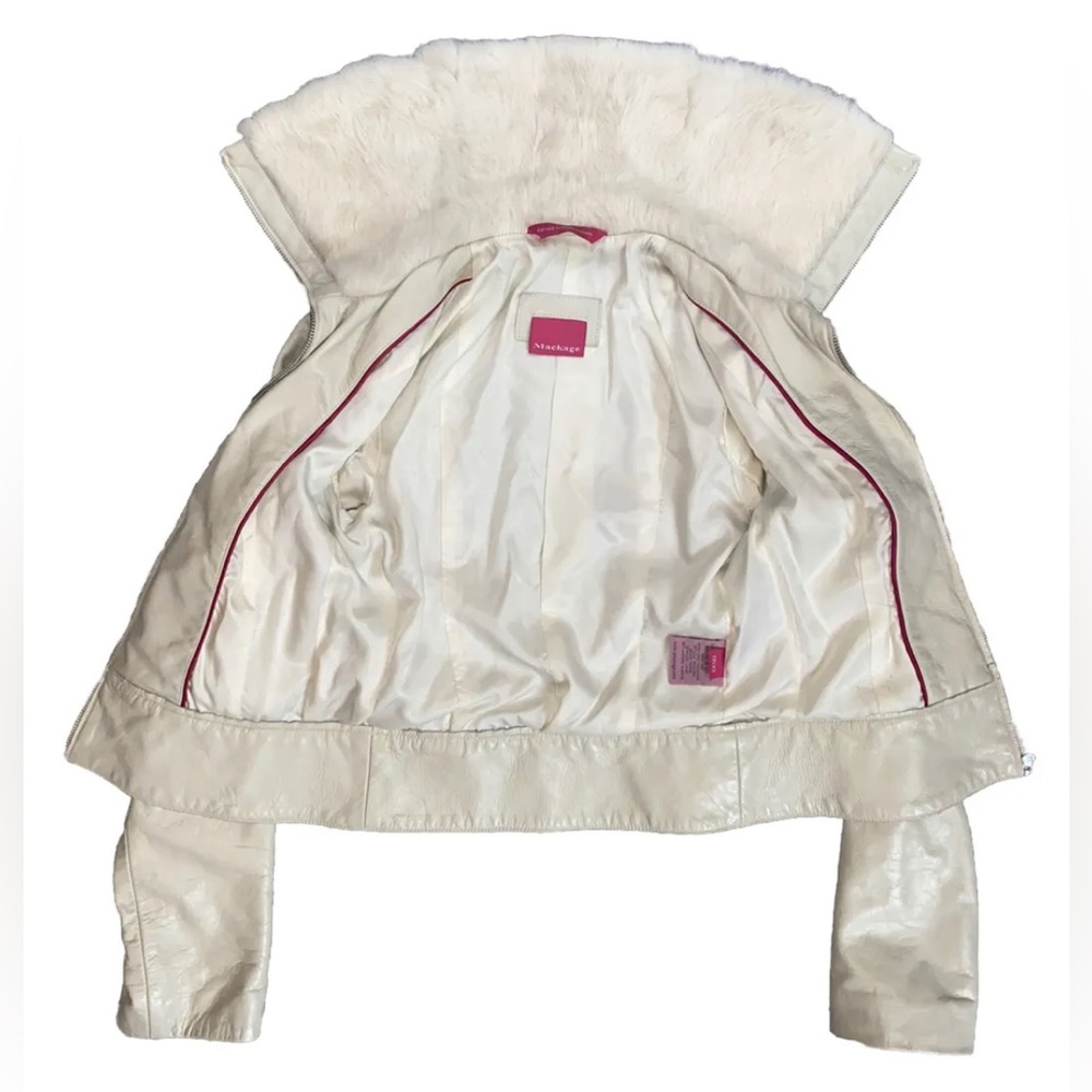 SOLD❣️MACKAGE JACKET Leather & Fur Ivory White - Picture 10 of 14